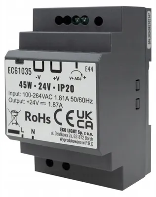 Image de Bloc d'alimentation pour rail DIN 45 W 24 V IP20 Eco Light EC61035