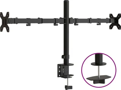 Produktbild von vidaXL Tischhalterung für 2 Monitore Schwarz Stahl VESA 75/100 mm