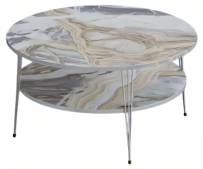 Productafbeelding van Moderne, meerkleurige salontafel van hout en roestvrij staal