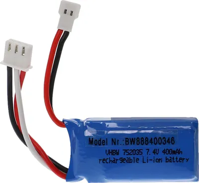 Produktbild von vhbw Akku kompatibel mit XH 2.54 2P Stecker für Modellbau z.B. Racing Car, Helikopter, Flugzeug (400mAh, 7,4V, Li-Polymer, 41 x 20 x 17 mm)