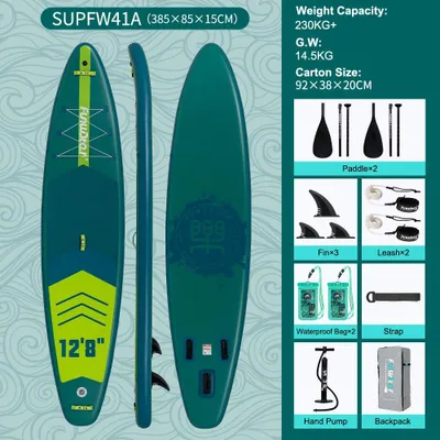 Obrázok produktu pre Nafukovacia doska SUP – 385 x 85 x 15 cm – maximálna nosnosť 150 kg – ľahká doska na paddleboarding