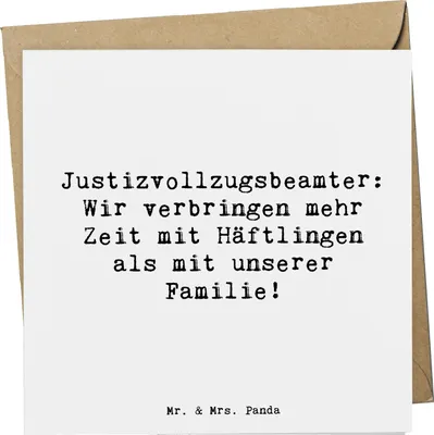 Produktbild von Mr. & Mrs. Panda doppelkarte Spruch Justizvollzugsbeamte Zeit - Weiß - Geschenk, faltkarte, Schichtdienst, handgefertigte Geschenke, anlasskarte, Berater, Beruf, Empathie