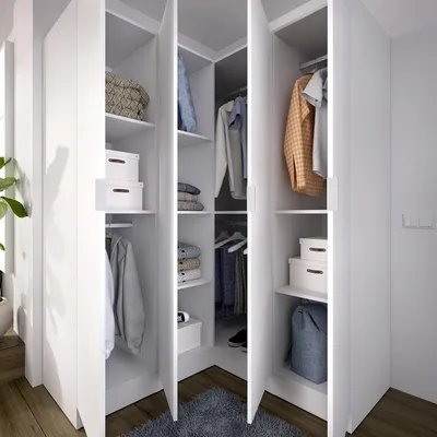 Immagine prodotto di Woodbury - Guardaroba Grande, 131x184h cm Bianco, 8 Ripiani