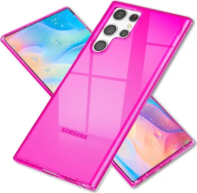 Produktbild von NALIA Klare Neon Handyhülle für Samsung Galaxy S22 Ultra, Durchsichtig Bunt Leuchtend, Dünne Schutzhülle Cover Pink
