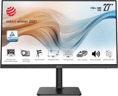 Zdjęcie produktu dla MSI Modern MD271P, 68,6 cm (27"), 1920 x 1080 px, Full HD, LCD, 5 ms, Czarny
