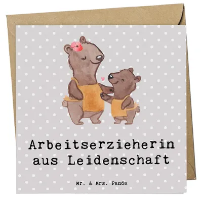 Produktbild von Mr. & Mrs. Panda Grußkarte Arbeitserzieherin Leidenschaft - Grau Pastell - Geschenk, Witzig, Lustig, Beruf, doppelkarte, anlasskarte, Klappkarte, Spruch, Glückwunschkarte