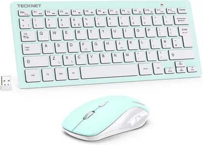 Zdjęcie produktu dla Bezprzewodowy zestaw klawiatura-mysz, układ niemiecki QWERTZ, mini klawiatura i mysz bezprzewodowa 2,4 GHz, zasięg połączenia 15 m, cicha klawiatura bezprzewodowa z myszą