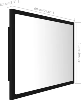 Obrázok produktu pre vidaXL LED kúpeľňové zrkadlo čierne 60x8,5x37 cm akrylové