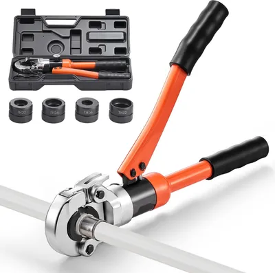 Immagine prodotto di Pinza a pressione idraulica - Pinza a crimpare per tubi compositi in PEX e alluminio - Profilo TH 16/20/26/32 mm - Con valigetta di trasporto - Per installazioni idrauliche e riparazioni