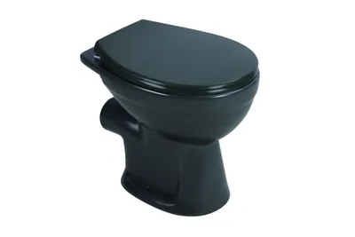 Produktbild von sanicomfort Stand-WC anthrazit matt spülrandlos, Abgang waagrecht, Tiefspüler mit WC-Sitz mit Absenkautomatik