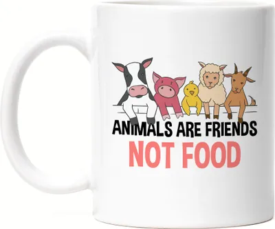 Produktbild von Animals Are Friends Not Food Tasse Vegan Vegetarier Geschenkidee Plant-Based Tierwohl