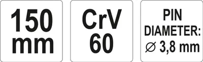 Produktbild von Yato YT-4690, Pin-Treiber, Chrom-Vanadium-Stahl, Hexagonal, Silber, 150 mm, 3,8 mm