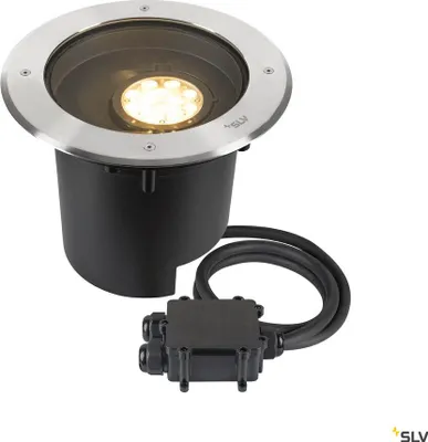 Produktbild von SLV 1009170 DASAR® XL, Bodeneinbauleuchte, asymmetrisch, 3000K, 70°/40°, IP65/IP67, rund, edelstahl / schwarz