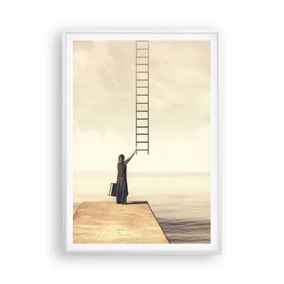 Produktbild von Gerahmtes Poster - Weißer Rahmen - Symbol Frau Leiter - 70x100 cm - Wand Bild - Wanddeko - Wandbilder - Kunstposter - Wandposter - Bilderrahmen - Bilder - Kunstdruck - Wandbild - P2WPA70x100-4339