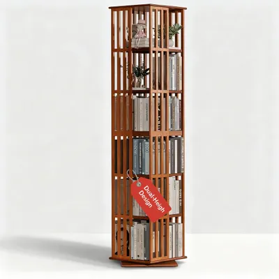 Drehbares Bücherregal aus Bambus, 6 Etagen, 190 cm, platzsparend