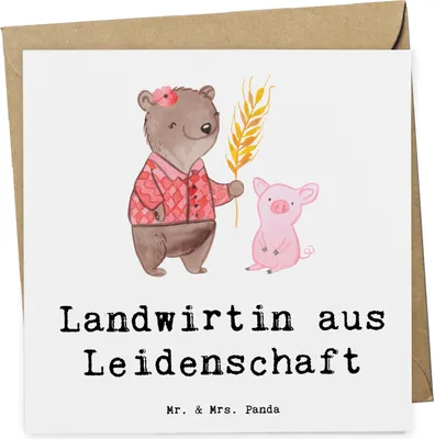 Produktbild von Mr. & Mrs. Panda Glückwunschkarte Landwirtin Leidenschaft - Weiß - Geschenk, doppelkarte, Bauernhof, Grußkarte, Lustig, anlasskarte, Spruch, Klappkarte, faltkarte