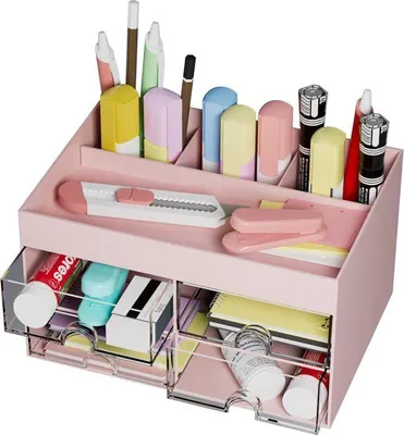 Produktbild von Multifunktionaler Schreibtischorganizer mit rosa Schubladen
