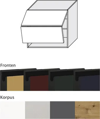 Produktbild von Küchenklapphängeschrank VELDEN 80x72cm Hochfaltklappe grifflos matt Farbe weiß (biały) - smaragdgrün (emerald super mat) (VE-W8B/80-AV)