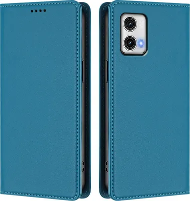Produktbild von Handyhülle für Motorola Moto G73 5G, Kunstleder Klapphülle Stoßfeste Magnetische Hülle mit Ständer Blau