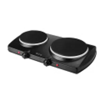 Produktbild von ECG EV 2512 Black | Doppelkochplatte | 2 Platten mit einem Durchmesser von 185 mm und 155 mm | Schwarz |