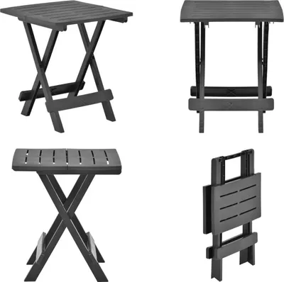 Immagine prodotto di vidaXL Tavolo da giardino pieghevole antracite 45x43x50 cm in plastica - Tavolo da giardino - Tavoli da giardino - Tavolo bistrot - Tavoli bistrot