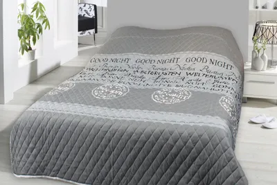 Produktbild von Tagesdecke Wohndecke 220x240 cm Grau Good Night Rautensteppung Wattiert XXL Doppelbett