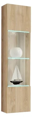 Image de Vitrine FLY - 1 porte vitrée - LED intégrée - Chêne clair