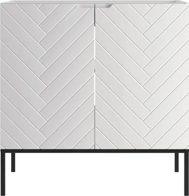 Produktbild von Waschbeckenunterschrank 80 cm breit in weiß matt mit gefräster Front ANGERA-140
