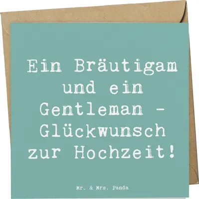 Produktbild von Mr. & Mrs. Panda Glückwunschkarte Spruch Bräutigam Gentleman - Meeresbrise - Geschenk, Grußkarte, Heirat, Liebe, doppelkarte, faltkarte, Klappkarte, Hochzeitstag