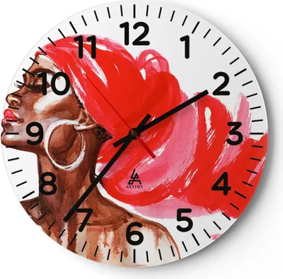 Produktbild von Wanduhr - Rund - Glasuhr - frau modern - 40x40cm - Schleichendes Uhrwerk - Lautlos - zum Aufhängen bereit - Dekoration Modern - Wanddekoration aus Glas - C4AR40x40-3497
