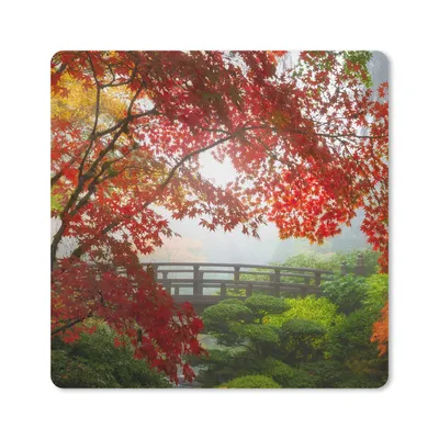 Produktbild von MuchoWow® Mauspad Mousepad Japanischer Ahorn - Bäume - Brücke - Natur - Japanisch 20x20 cm - Mousepads - Maus Mat - Pad - Mausunterlage - Desk Mat - Bureauartikeln