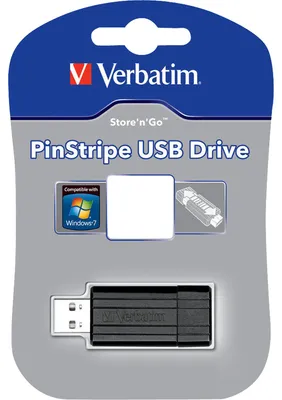 Image de Verbatim PinStripe clé USB 8 Go - Noir, 8 Go, USB 2.0, capuchon, 21 mm, 54 mm, 9,22 mm