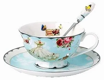 3-teiliges Bone China Teeset mit Tasse, Untertasse & Löffel, 240 ml