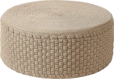 Produktbild von BELIANI Outdoor Pouf Beige ⌀ 70 cm Rund Handgewebt Garten Hocker Accessoires Boho Stil