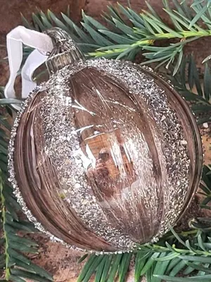 Produktbild von Christbaumkugel Grabrun, transparent grau-glitzer