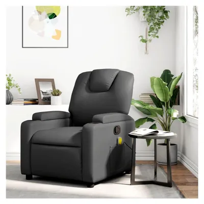 Produktbild von Massagesessel Grau Kunstleder Relaxsessel mit Liegefunktion