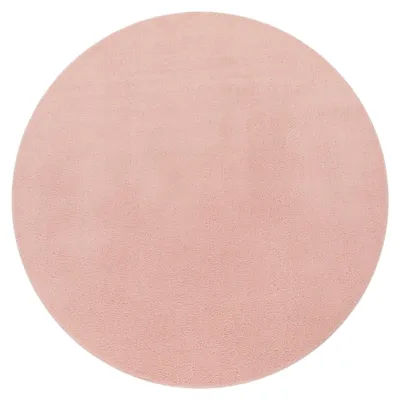 Productafbeelding van Wasbaar vloerkleed voor de woonkamer, korte pool, effen kleur, moderne stijl, zacht roze, rond, diameter 80 cm