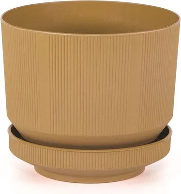 Image de 3 pots décoratifs ouleur or avec drainage et soucoupe, pots de fleurs 6 L, 23 x 19 cm, différentes tailles et couleurs