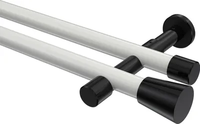Produktbild von Interdeco Gardinenstange / Vorhangstange Weiß / Schwarz, Typ Prestige Sitra (Konus) ohne Ringe, 20 mm Ø 2-läufig, 240 cm