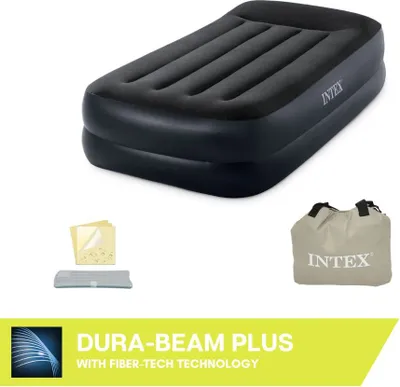 Imagen del producto de Colchón inflable elevado Intex DuraBeam+ Pillow Rest, individual, rectangular, para uso interior y exterior, con bomba de aire integrada