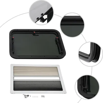 Produktbild von Wohnmobil/Wohnwagen - Schiebefenster - 700×450 mm - Für Anhänger, Wohnmobile und Pickups - Schwarz