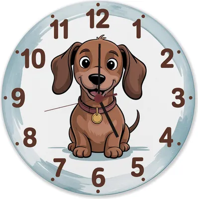 Produktbild von Dackel Cartoon Wanduhr aus Alu für Kinderzimmer
