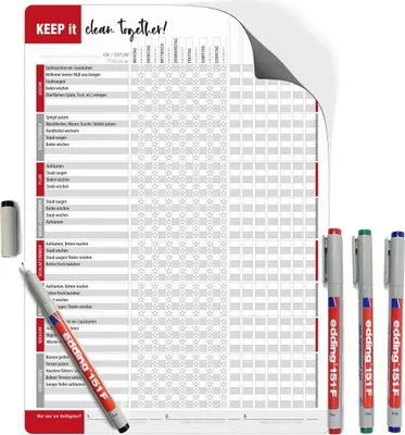 Produktbild von Magnetischer Haushaltsplaner abwischbar inkl. 4 Stifte Bunt