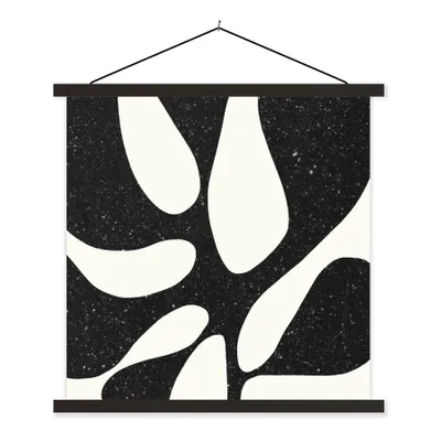 Produktbild von MuchoWow® Textilposter Pflanze - Schwarz - Minimalismus 60x60 cm mit schwarzem Rahmen - Posteraufhänger