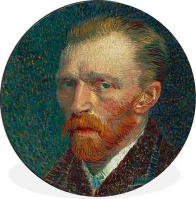 Produktbild von MuchoWow® Aluminium Wandkreis Selbstporträt - Gemälde von Vincent van Gogh Ø 90 cm Wanddeko Modern Wohnzimmer - Mauerkreis - Wandbilder - Runde Bild - Bild aus Aluminium - Schlafzimmer - Wohnzimmerdekoration - Wand Dekoration