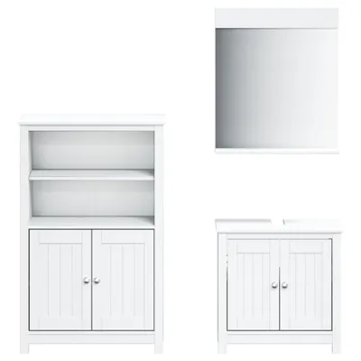 Immagine prodotto di Set Mobili da Bagno 3 pz BERG Bianco in Legno Massello di Pino