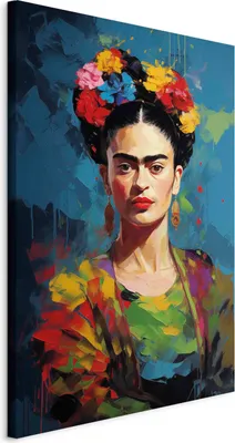 Produktbild von Wandbilder XXL Frida Kahlo 80x120 cm 1 tlg  Wand Deko Leinwand Bilder Groß Wohnzimmer Mit Farbe bemalt Frau Porträt Abstraktion h-H-10053-b-a