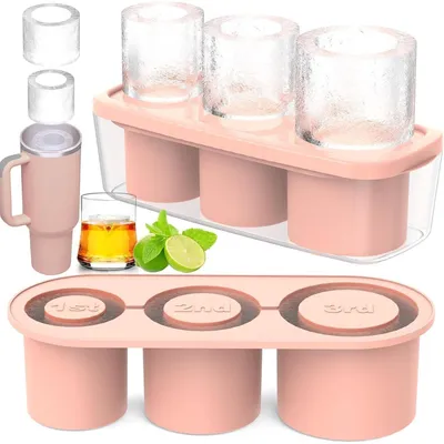 Productafbeelding van Siliconen ijsblokjesvorm met deksel, geschikt voor 3 ijsblokjes, voor een beker van 40 oz (ongeveer 1,2 liter)