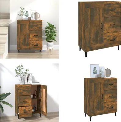 Zdjęcie produktu dla vidaXL Kredens dąb wędzony 69,5x34x90 cm materiał drewnopochodny - Kredens - Kredensy - Szafka - Szafka do przechowywania