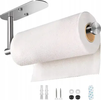 Obrázek produktu pro Nástěnný Držák Na Kuchyňské Utěrky, Držák Na Papírové Utěrky Pod Skříňku Nebo Na Stěnu, Stříbrný